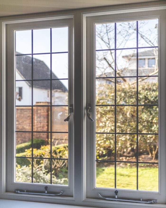 Double casement window with leaded glass