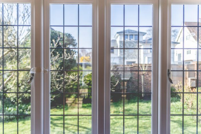 large casement window with leaded glass